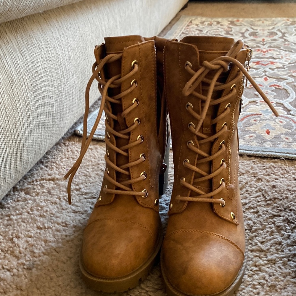 1 pair Guess ankle boot, worn once, 1 pair black open toe ankle boot.